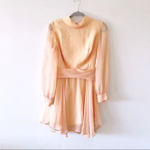 Vintage Handmade Dress Peach Chiffon Early 70s